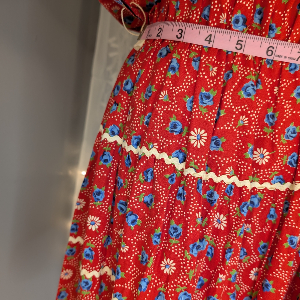 True Vintage 60s/70s Red Floral Handmade Dress – Collector’s Gem! - Picture 9 of 16